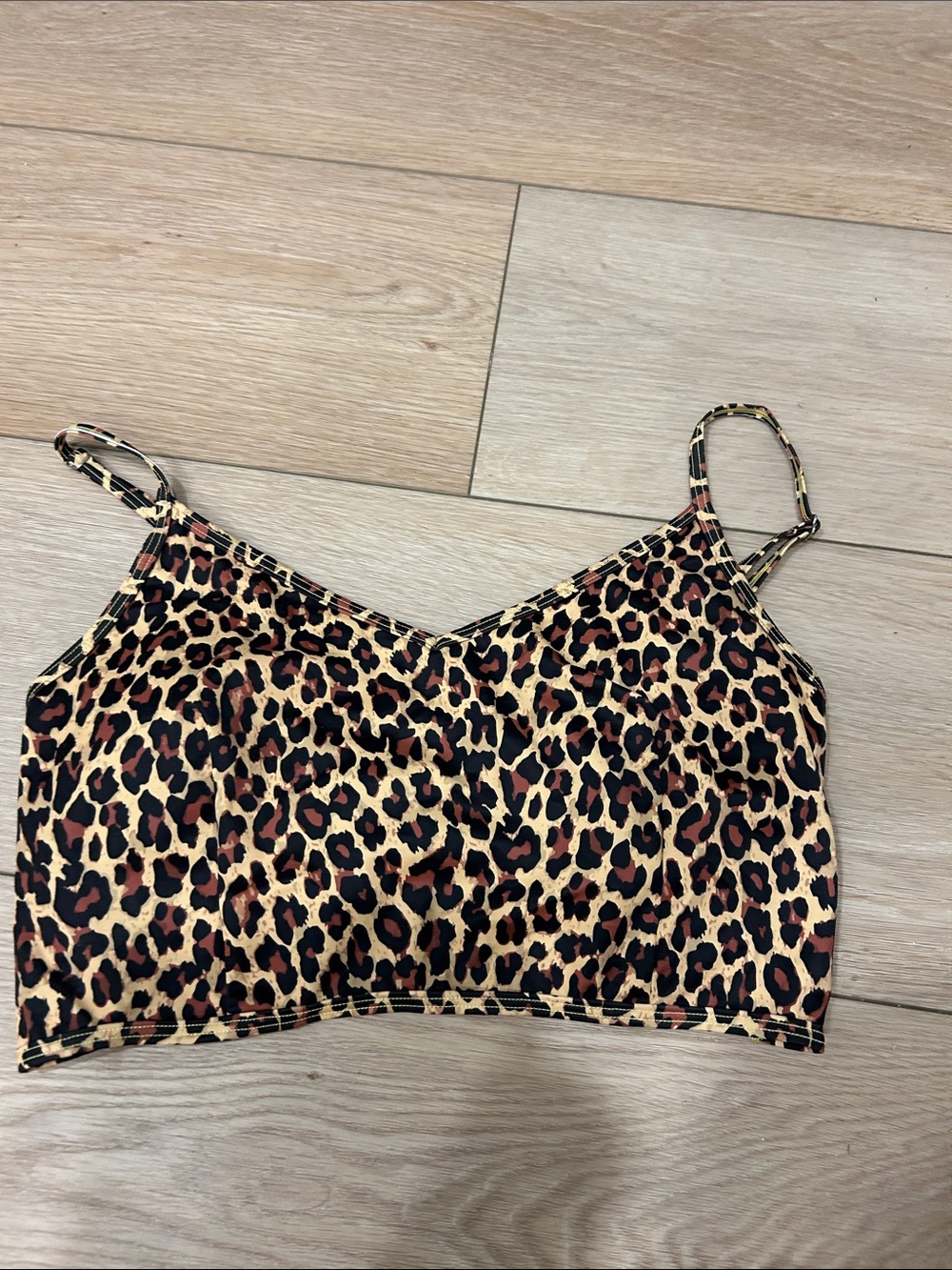 Kortni Jeane Leopard Print Bikini Top - Black, Tan, Brown